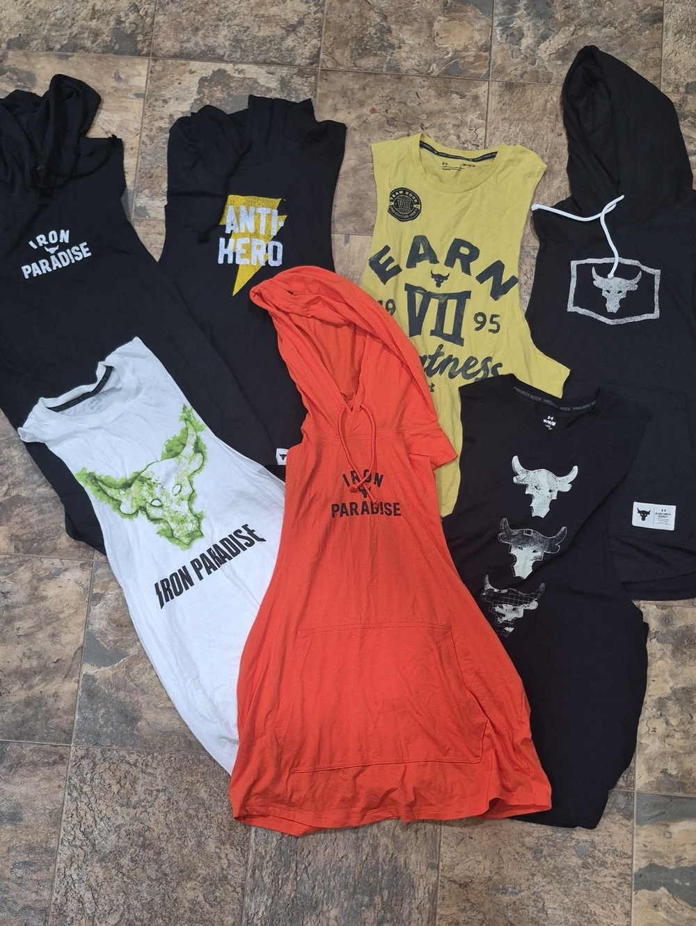 Bundle of men’s project rock IRON PARADISE shirts MED GYM